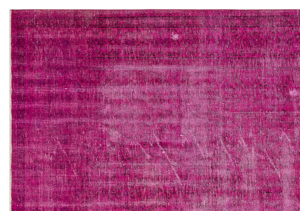 Fuchsia Over Dyed Vintage Rug 6&#39;7&#39;&#39; x 9&#39;5&#39;&#39; ft 201 x 287 cm