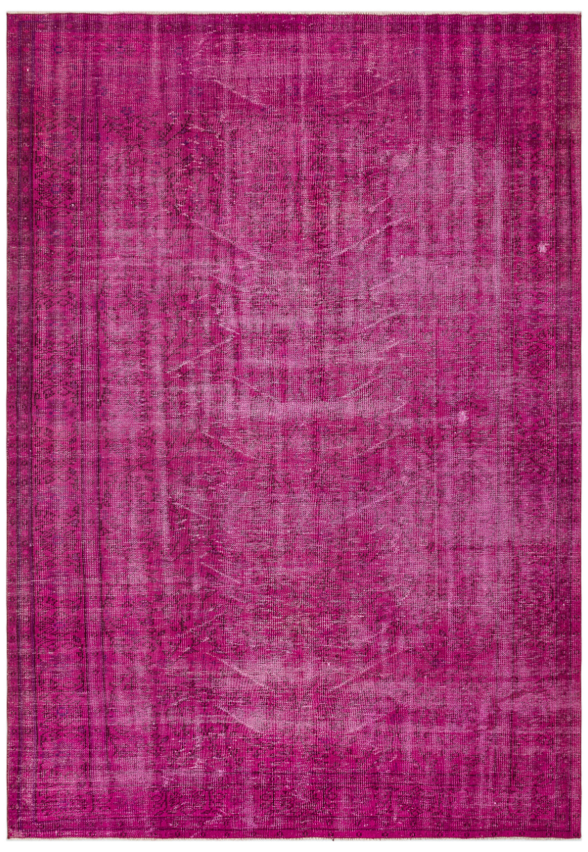 Fuchsia Over Dyed Vintage Rug 6&#39;7&#39;&#39; x 9&#39;5&#39;&#39; ft 201 x 287 cm