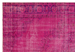Traditional Design Fuchsia Over Dyed Vintage Rug 6'3'' x 9'2'' ft 190 x 279 cm