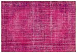 Traditional Design Fuchsia Over Dyed Vintage Rug 6'3'' x 9'2'' ft 190 x 279 cm