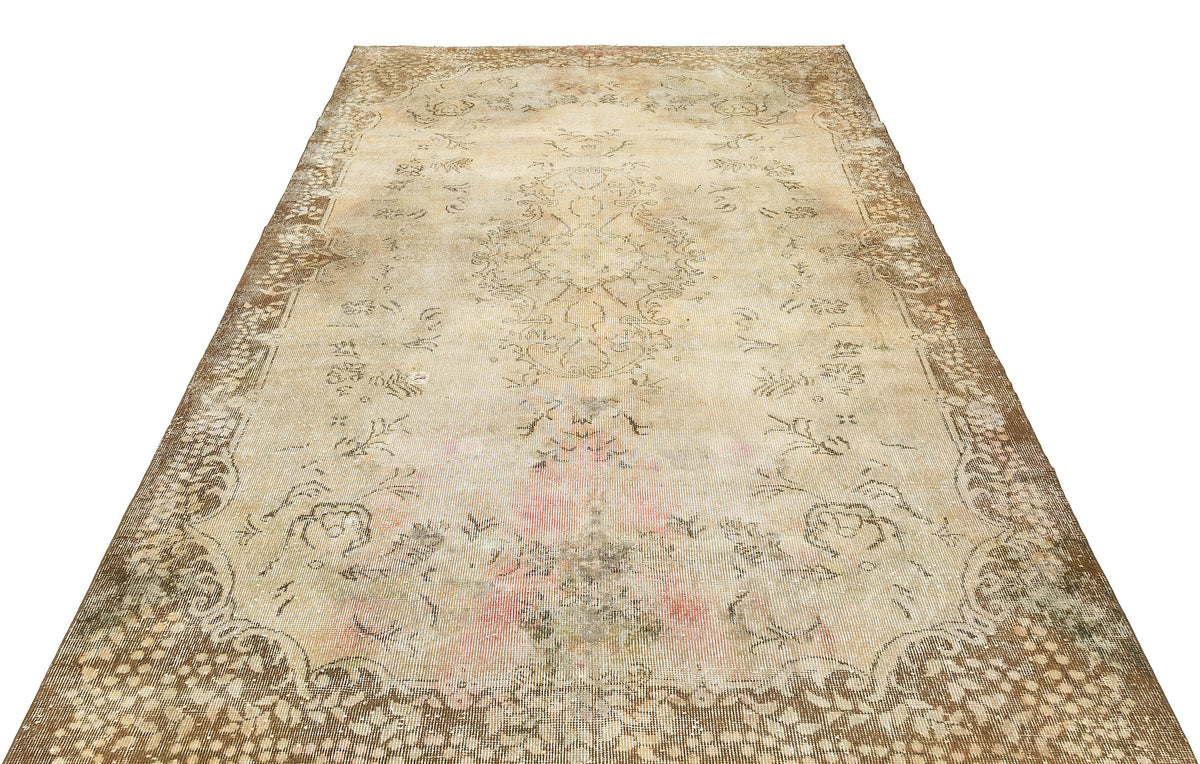 Traditional Design Beige Over Dyed Vintage Rug 6&#39;0&#39;&#39; x 9&#39;5&#39;&#39; ft 183 x 288 cm