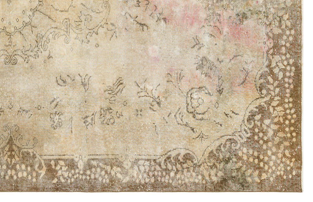 Traditional Design Beige Over Dyed Vintage Rug 6'0'' x 9'5'' ft 183 x 288 cm