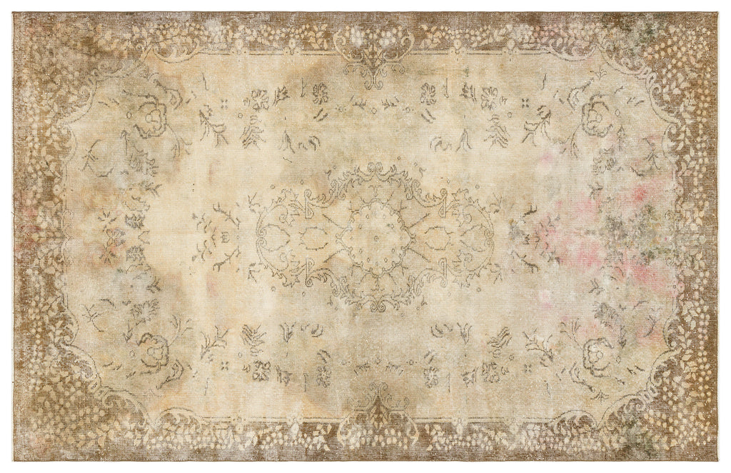 Traditional Design Beige Over Dyed Vintage Rug 6'0'' x 9'5'' ft 183 x 288 cm