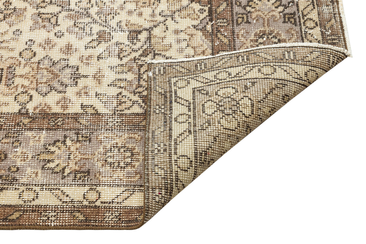 Retro Design Beige Over Dyed Vintage Rug 6&#39;1&#39;&#39; x 9&#39;9&#39;&#39; ft 185 x 296 cm