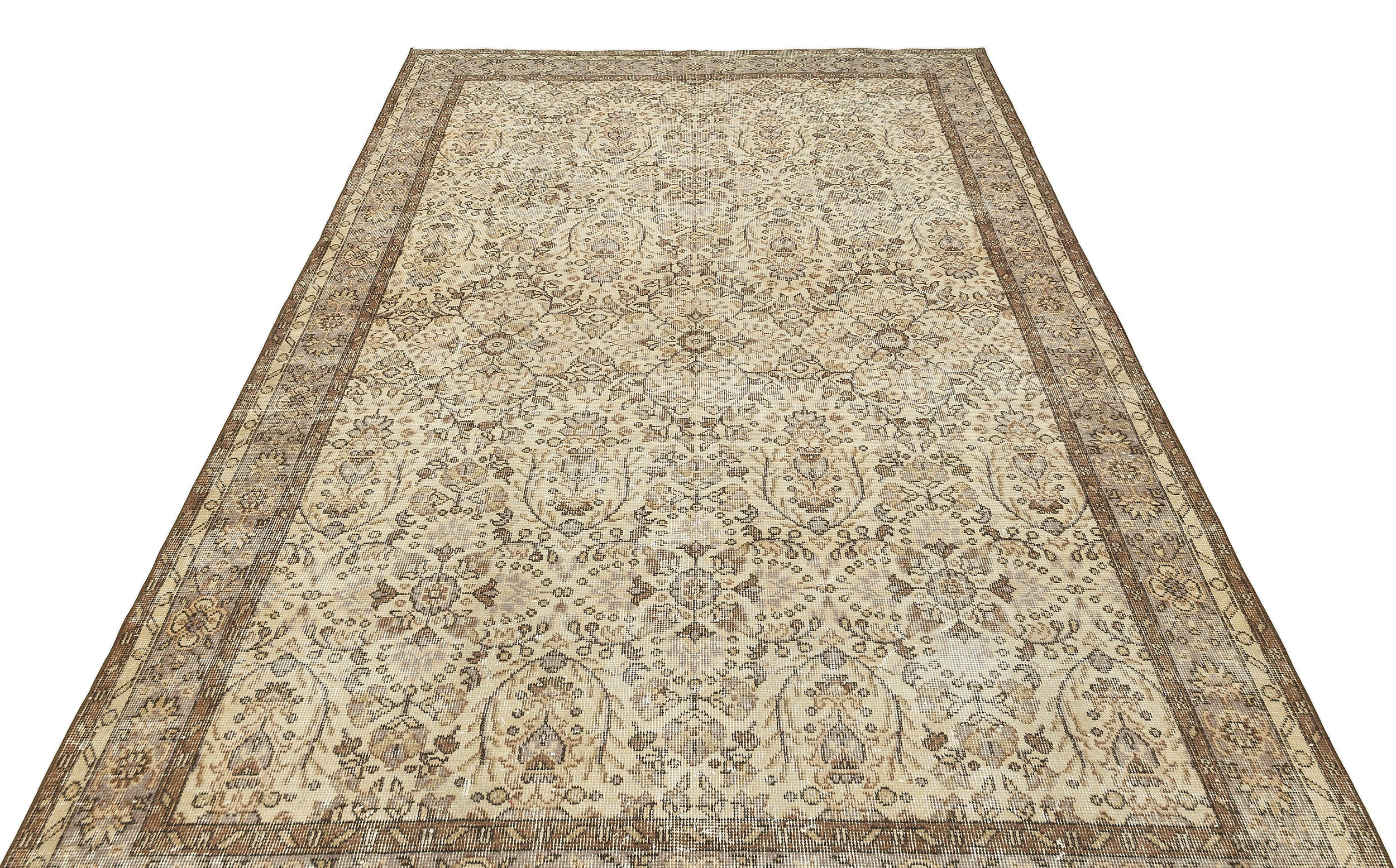 Retro Design Beige Over Dyed Vintage Rug 6'1'' x 9'9'' ft 185 x 296 cm