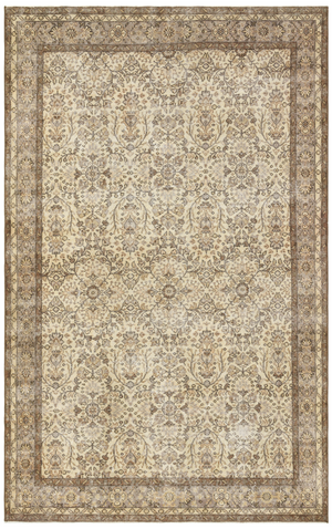 Retro Design Beige Over Dyed Vintage Rug 6'1'' x 9'9'' ft 185 x 296 cm