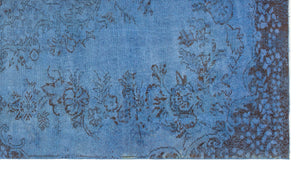 Traditional Design Stone Blue Over Dyed Vintage Rug 5'1'' x 9'3'' ft 154 x 282 cm