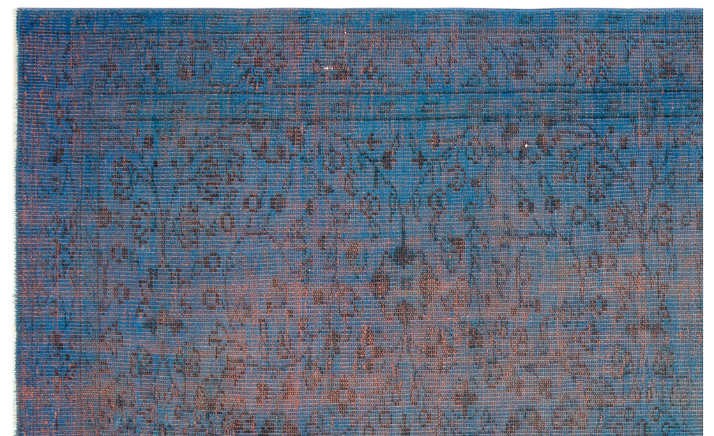 Retro Design Blue Over Dyed Vintage Rug 5'10'' x 9'1'' ft 179 x 278 cm