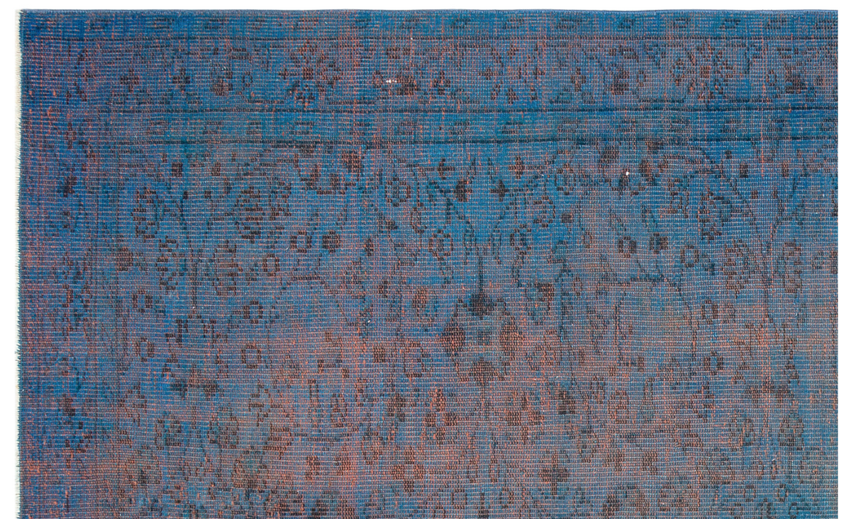 Retro Design Blue Over Dyed Vintage Rug 5&#39;10&#39;&#39; x 9&#39;1&#39;&#39; ft 179 x 278 cm