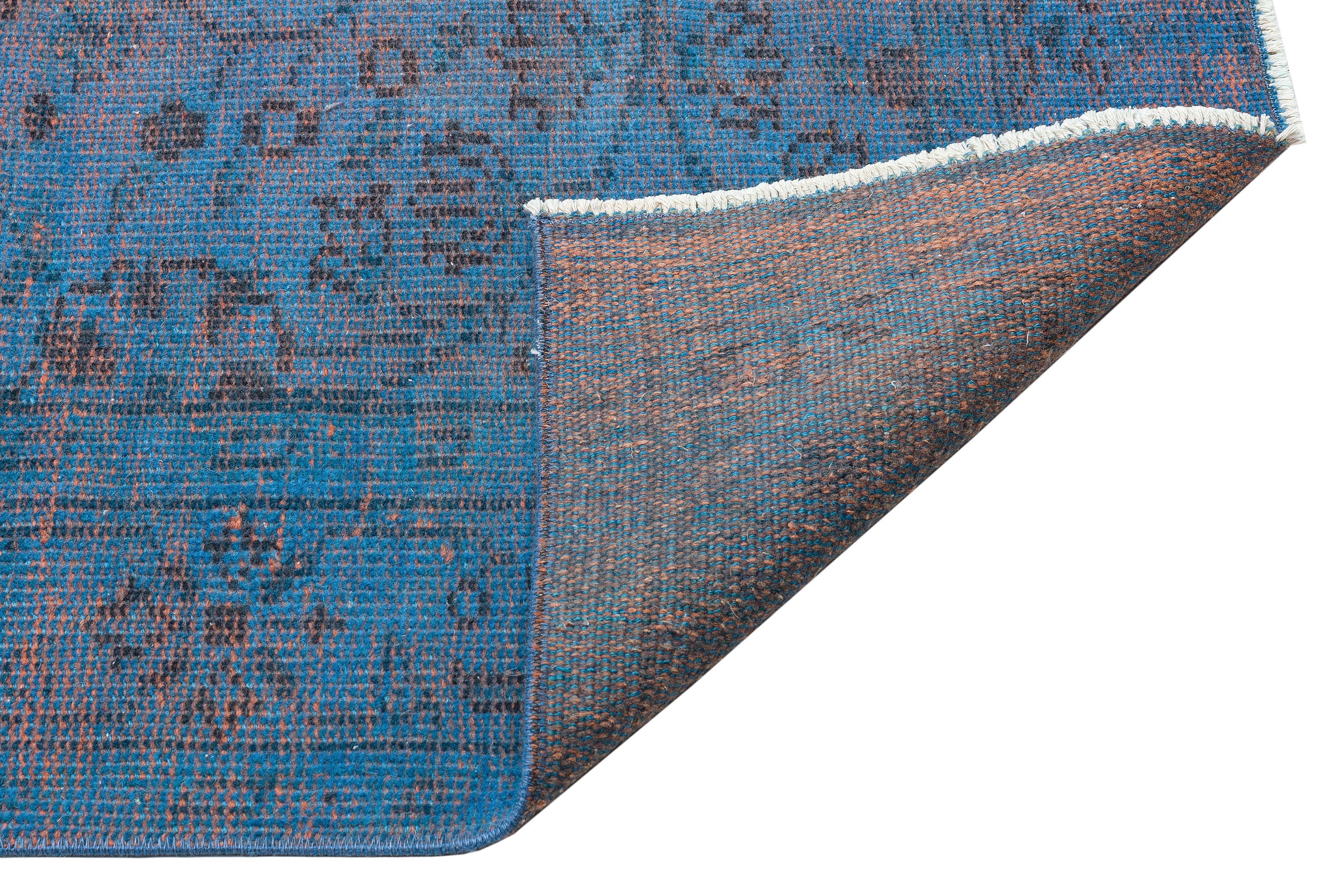Retro Design Blue Over Dyed Vintage Rug 5'10'' x 9'1'' ft 179 x 278 cm