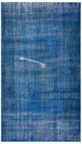Traditional Design Blue Over Dyed Vintage Rug 5'6'' x 9'8'' ft 168 x 294 cm