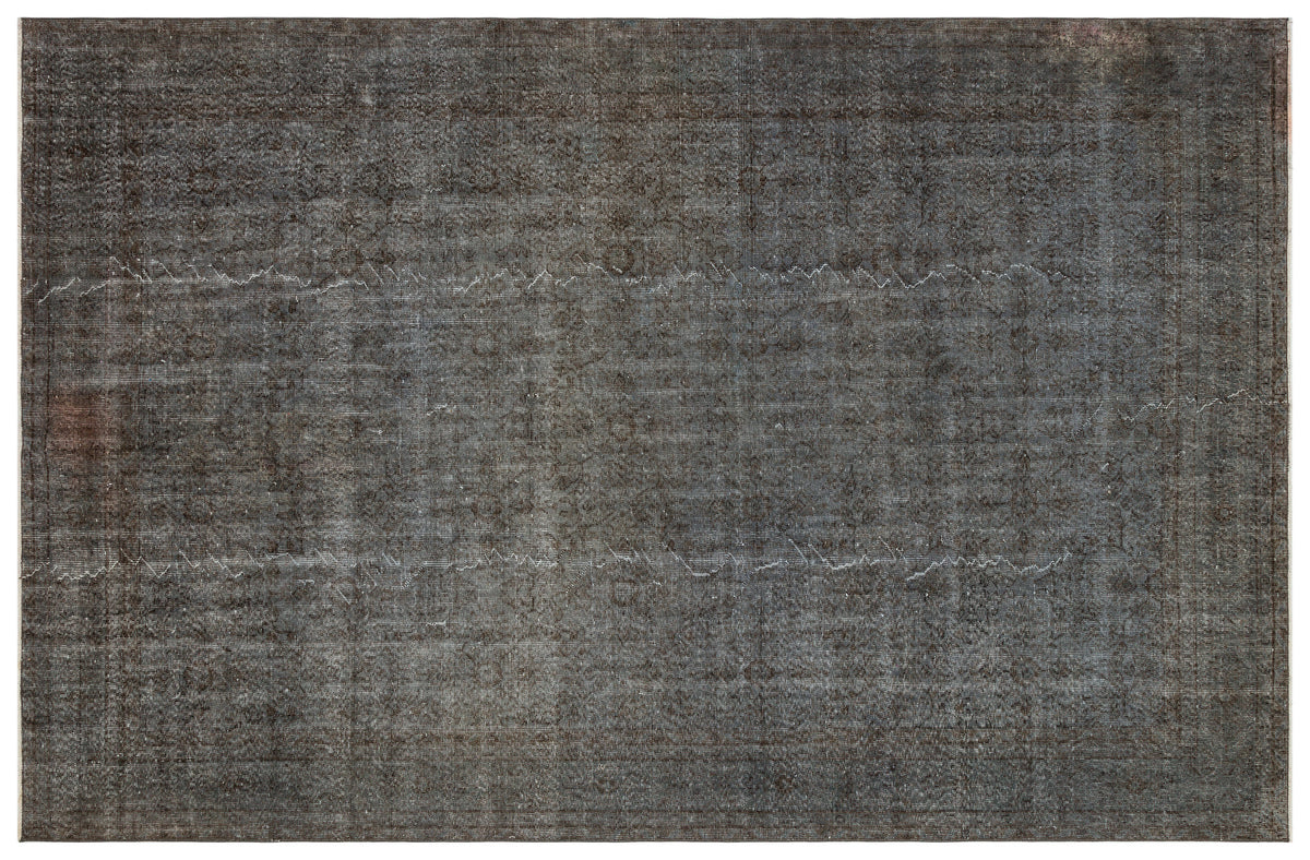 Retro Design Gray Over Dyed Vintage Rug 7&#39;2&#39;&#39; x 10&#39;10&#39;&#39; ft 219 x 330 cm