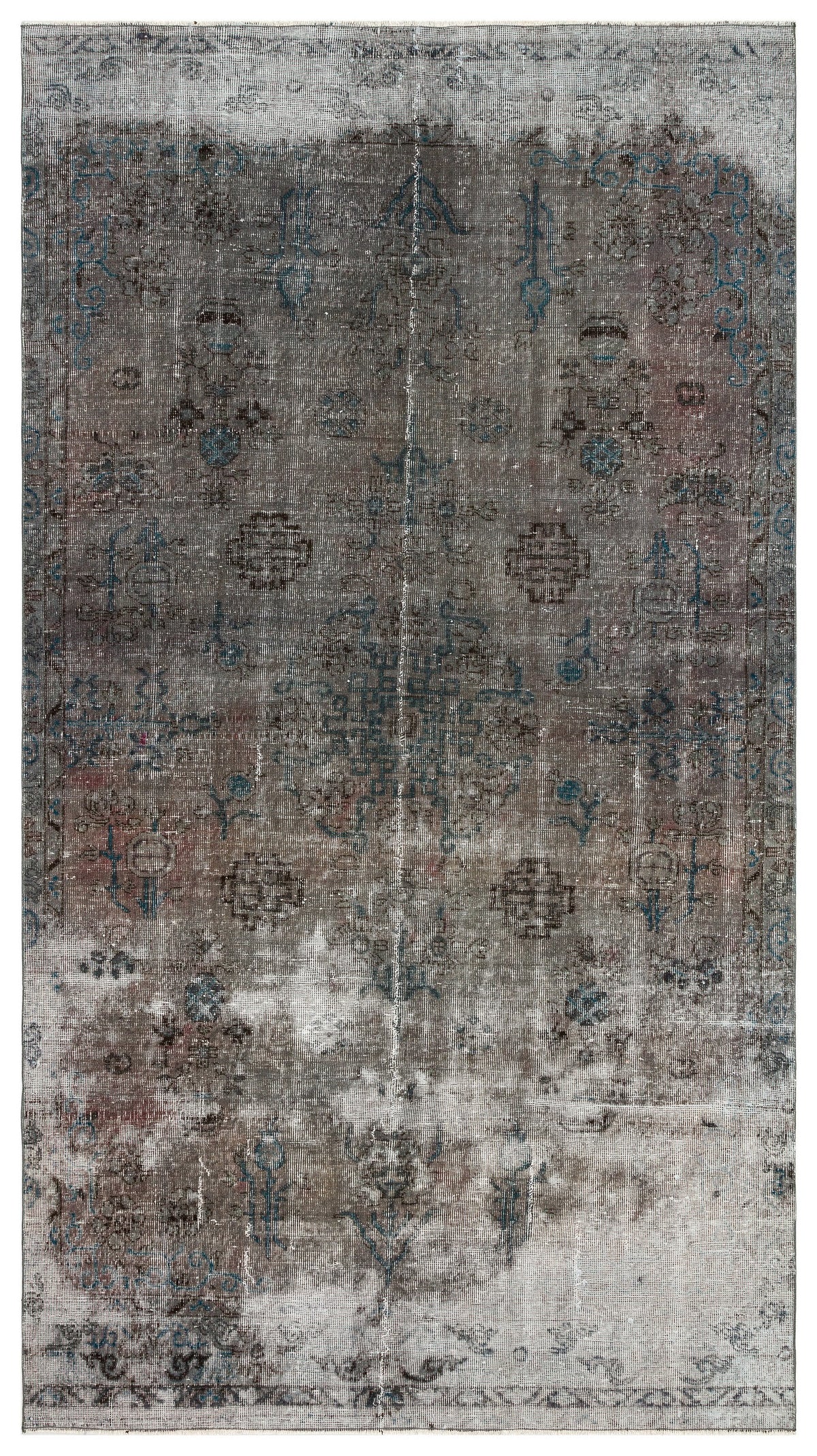 Retro Design Gray Over Dyed Vintage Rug 5&#39;5&#39;&#39; x 9&#39;9&#39;&#39; ft 166 x 298 cm