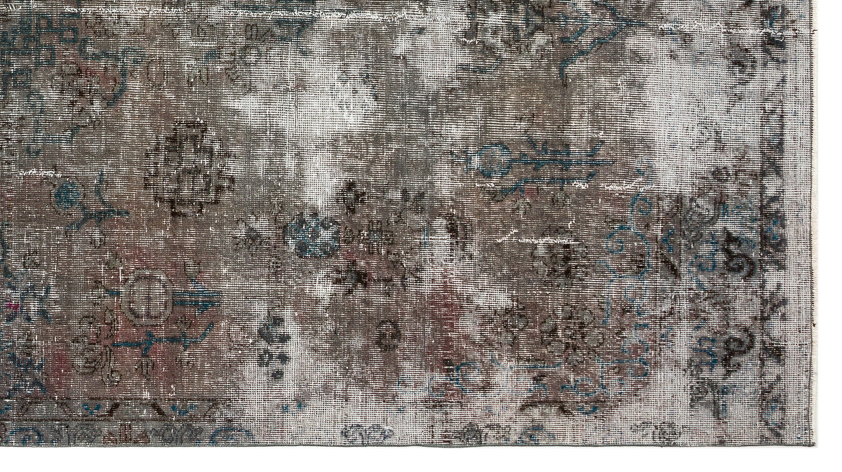 Retro Design Gray Over Dyed Vintage Rug 5&#39;5&#39;&#39; x 9&#39;9&#39;&#39; ft 166 x 298 cm