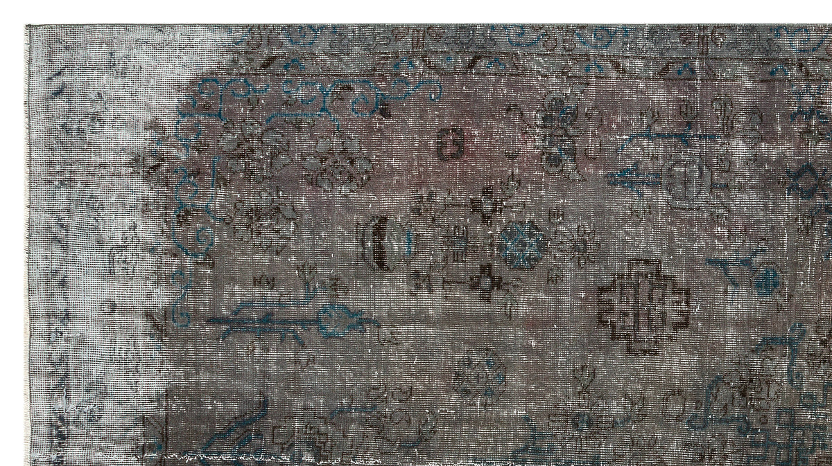 Retro Design Gray Over Dyed Vintage Rug 5&#39;5&#39;&#39; x 9&#39;9&#39;&#39; ft 166 x 298 cm