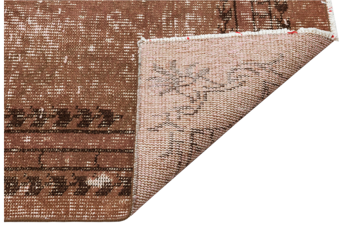 Traditional Design Brown Over Dyed Vintage Rug 5&#39;5&#39;&#39; x 8&#39;9&#39;&#39; ft 165 x 266 cm