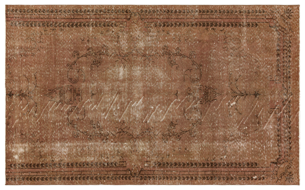 Traditional Design Brown Over Dyed Vintage Rug 5&#39;5&#39;&#39; x 8&#39;9&#39;&#39; ft 165 x 266 cm