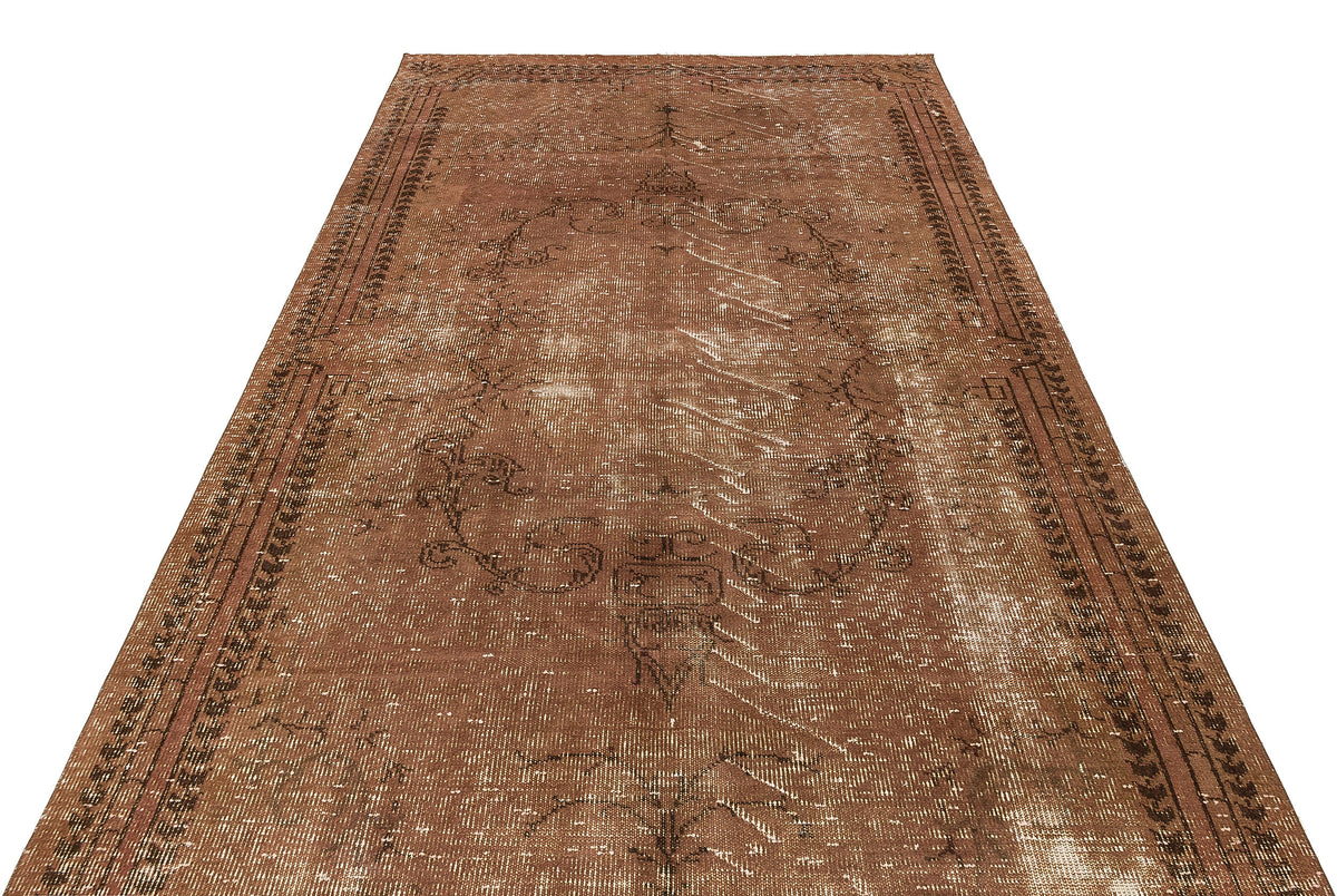 Traditional Design Brown Over Dyed Vintage Rug 5&#39;5&#39;&#39; x 8&#39;9&#39;&#39; ft 165 x 266 cm