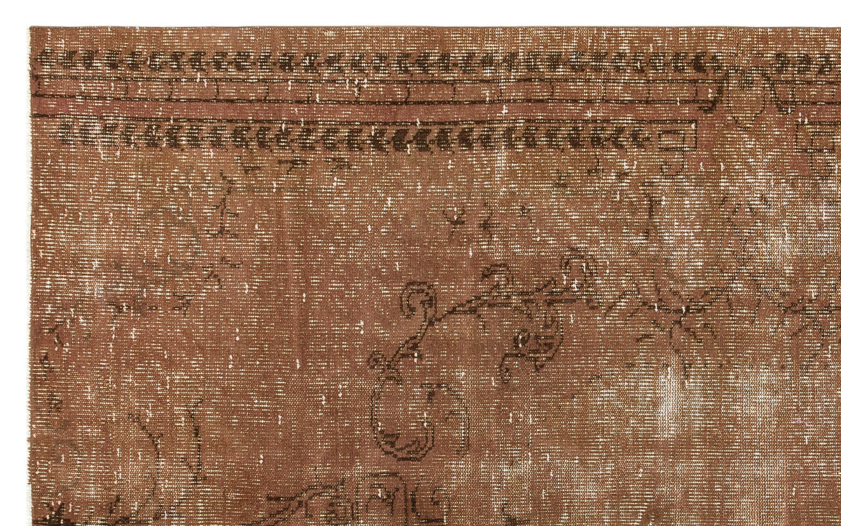 Traditional Design Brown Over Dyed Vintage Rug 5&#39;5&#39;&#39; x 8&#39;9&#39;&#39; ft 165 x 266 cm