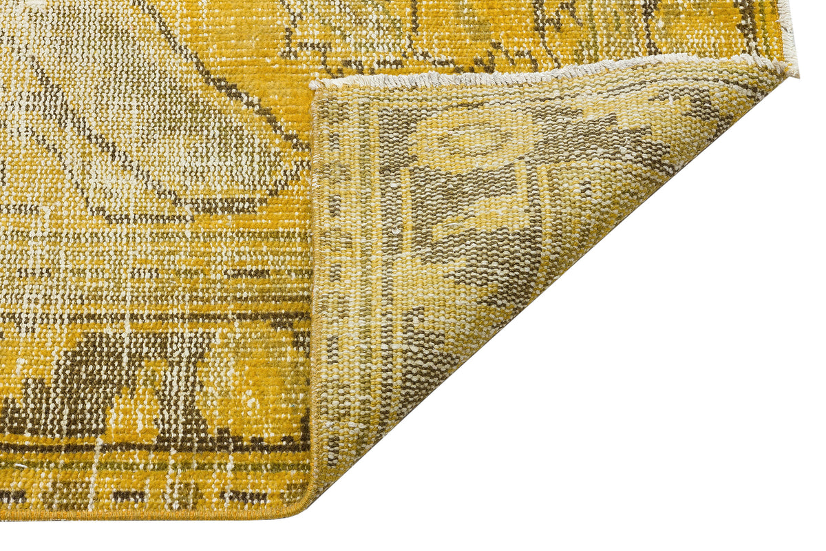 Traditional Design Yellow Over Dyed Vintage Rug 5&#39;5&#39;&#39; x 7&#39;10&#39;&#39; ft 164 x 238 cm