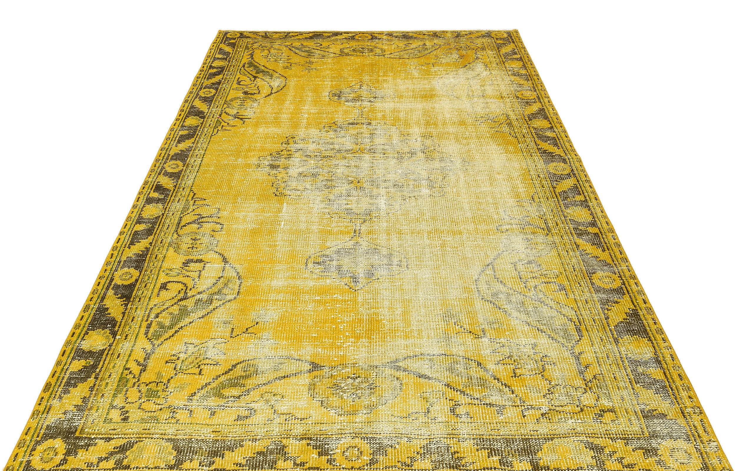 Traditional Design Yellow Over Dyed Vintage Rug 5'5'' x 7'10'' ft 164 x 238 cm