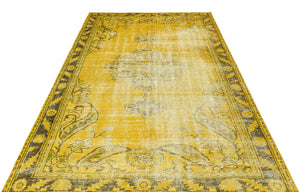 Traditional Design Yellow Over Dyed Vintage Rug 5'5'' x 7'10'' ft 164 x 238 cm