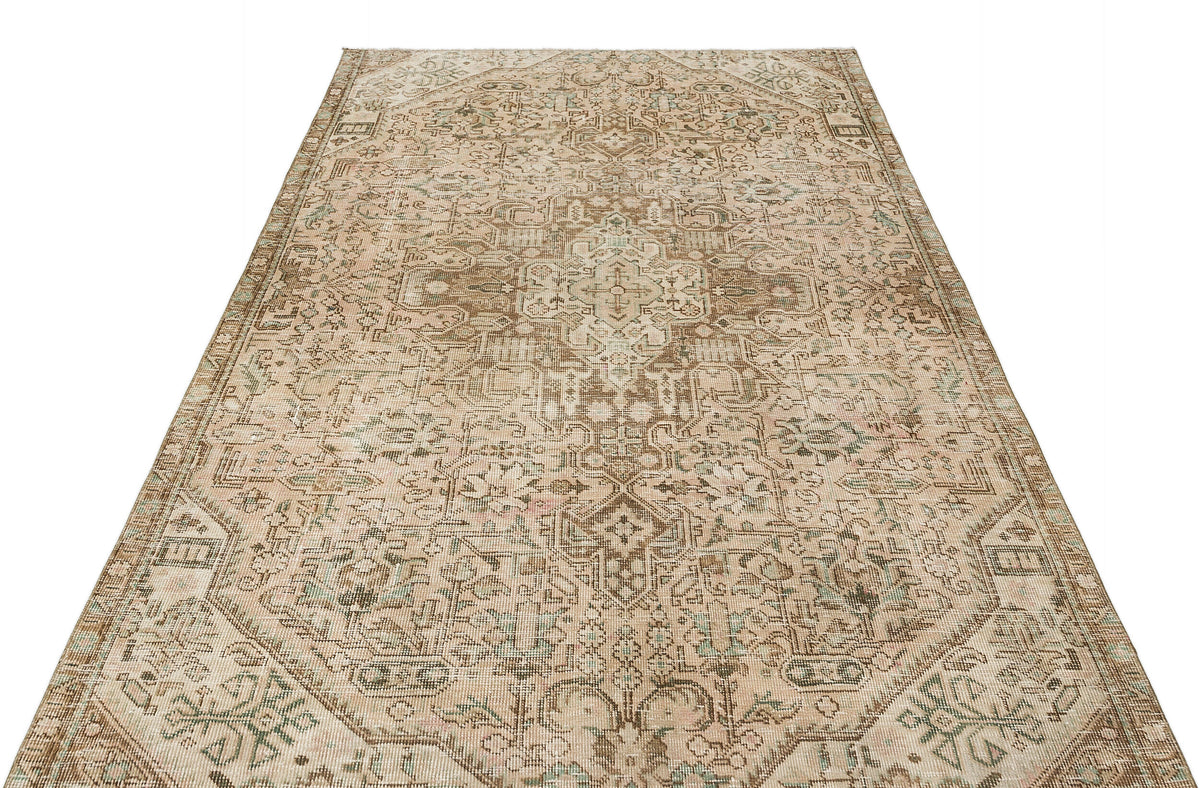 Beige Over Dyed Vintage XLarge Rug 4&#39;9&#39;&#39; x 7&#39;3&#39;&#39; ft 145 x 220 cm