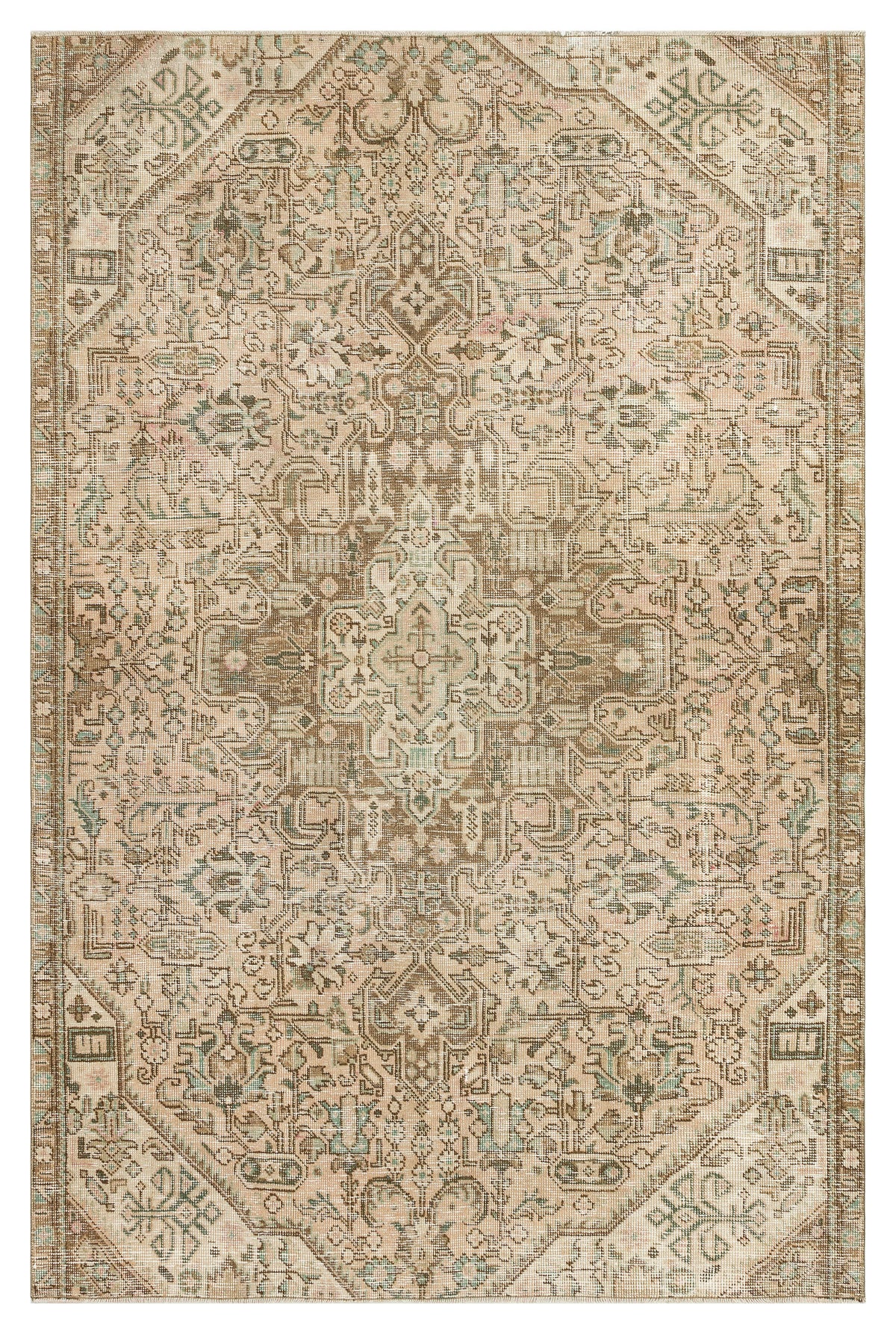 Beige Over Dyed Vintage XLarge Rug 4&#39;9&#39;&#39; x 7&#39;3&#39;&#39; ft 145 x 220 cm