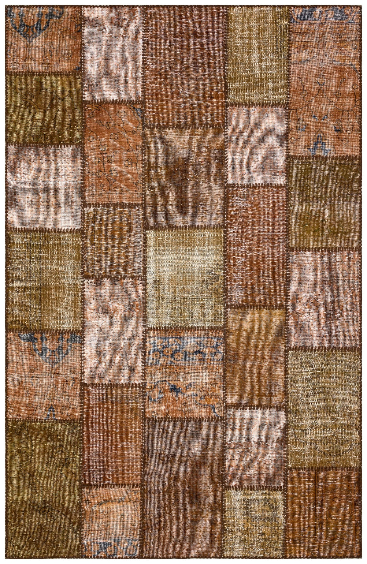 Brown Over Dyed Patchwork Unique Rug 5&#39;10&#39;&#39; x 9&#39;2&#39;&#39; ft 178 x 280 cm