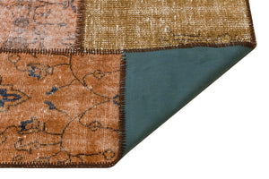 Brown Over Dyed Patchwork Unique Rug 5'10'' x 9'2'' ft 178 x 280 cm