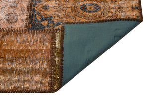 Brown Over Dyed Patchwork Unique Rug 6'3'' x 9'3'' ft 190 x 281 cm