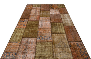 Brown Over Dyed Patchwork Unique Rug 6'3'' x 9'3'' ft 190 x 281 cm