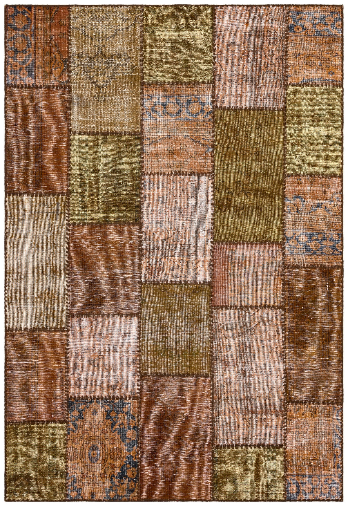 Brown Over Dyed Patchwork Unique Rug 6&#39;3&#39;&#39; x 9&#39;3&#39;&#39; ft 190 x 281 cm