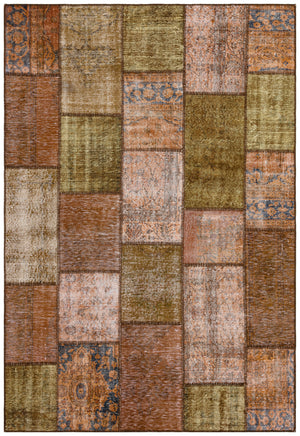 Brown Over Dyed Patchwork Unique Rug 6'3'' x 9'3'' ft 190 x 281 cm