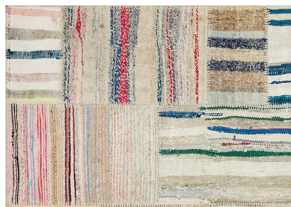 Striped Over Dyed Kilim Patchwork Unique Rug 5'3'' x 7'6'' ft 160 x 228 cm