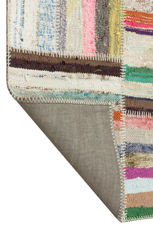 Striped Over Dyed Kilim Patchwork Unique Rug 5'3'' x 7'6'' ft 161 x 228 cm