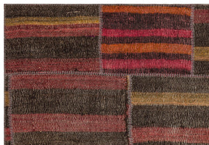 Naturel Over Dyed Kilim Patchwork Unique Rug 5'3'' x 7'7'' ft 159 x 231 cm