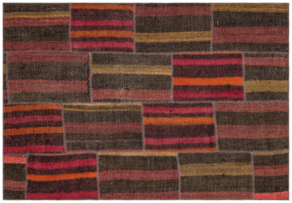 Naturel Over Dyed Kilim Patchwork Unique Rug 5'3'' x 7'7'' ft 159 x 231 cm