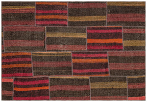 Naturel Over Dyed Kilim Patchwork Unique Rug 5'3'' x 7'7'' ft 159 x 231 cm