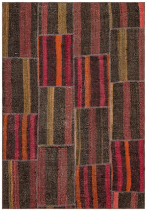 Naturel Over Dyed Kilim Patchwork Unique Rug 5'3'' x 7'7'' ft 159 x 231 cm