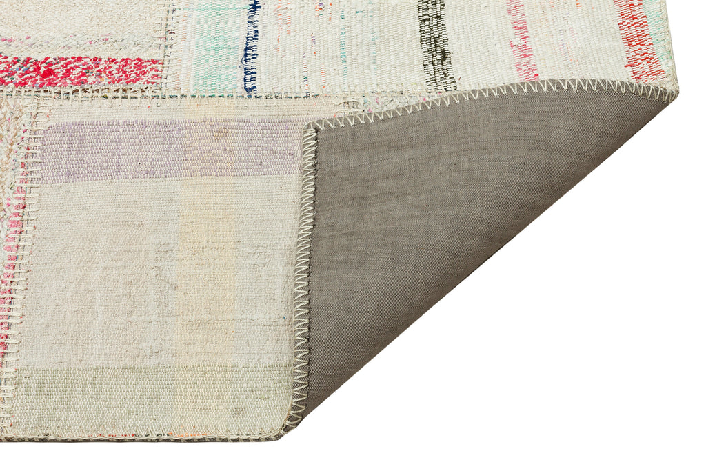 Striped Over Dyed Kilim Patchwork Unique Rug 5'3'' x 7'2'' ft 161 x 219 cm