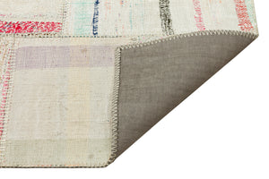 Striped Over Dyed Kilim Patchwork Unique Rug 5'3'' x 7'2'' ft 161 x 219 cm