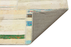 Striped Over Dyed Kilim Patchwork Unique Rug 5'2'' x 7'5'' ft 157 x 225 cm