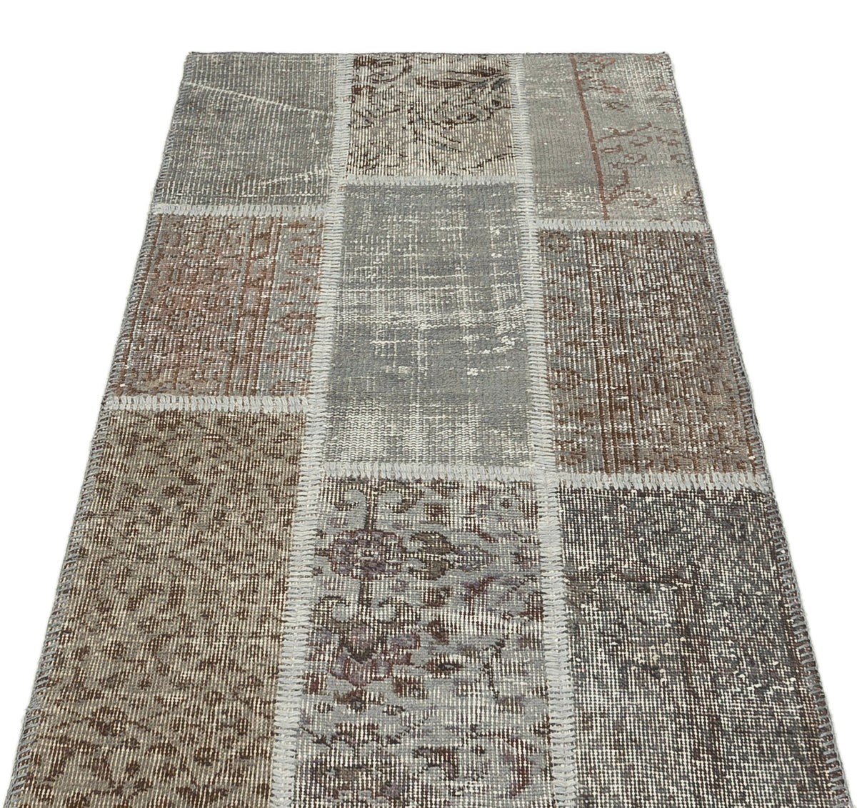 Gray Over Dyed Patchwork Unique Rug 2&#39;7&#39;&#39; x 4&#39;10&#39;&#39; ft 80 x 148 cm