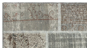 Gray Over Dyed Patchwork Unique Rug 2'7'' x 4'10'' ft 80 x 148 cm