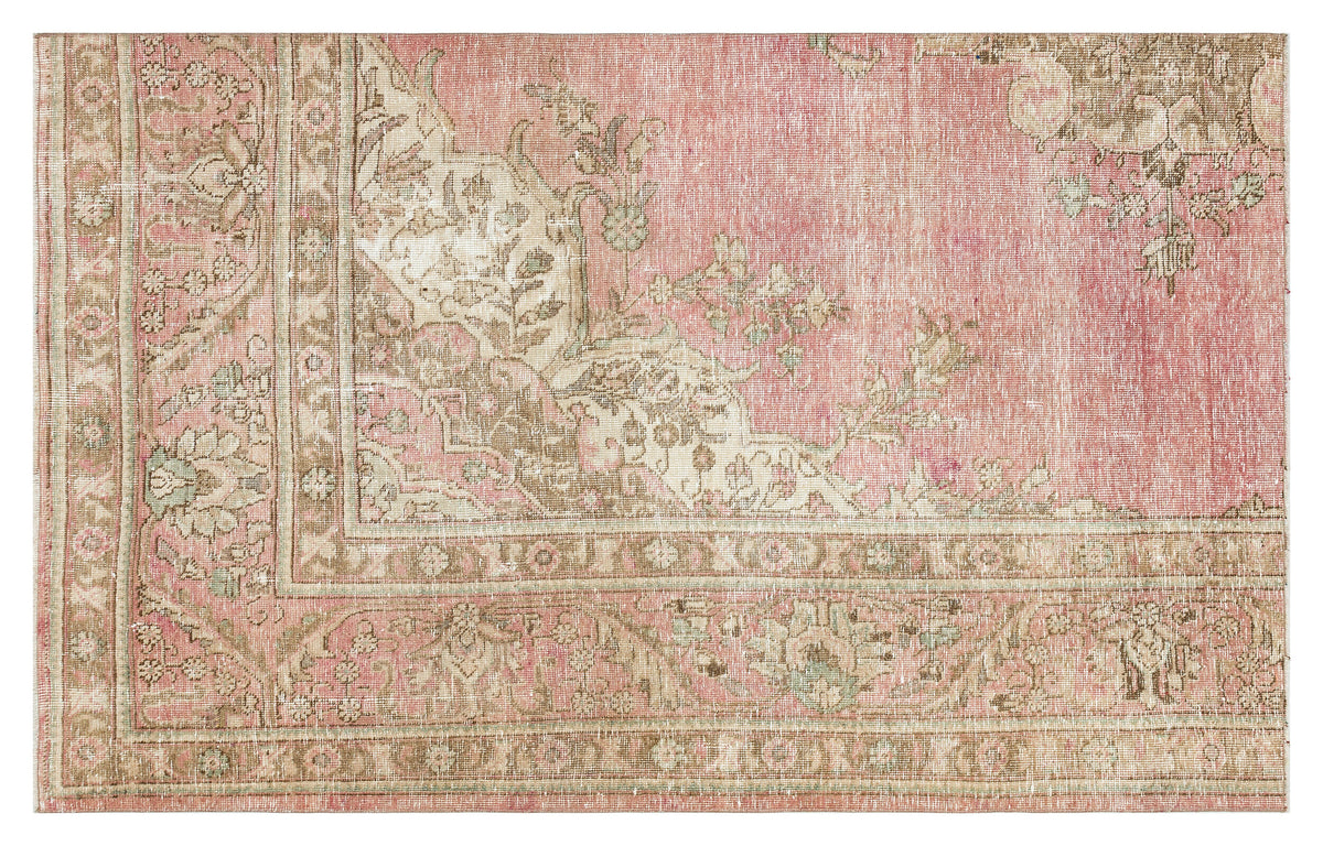 Beige Over Dyed Vintage XLarge Rug 4&#39;0&#39;&#39; x 6&#39;7&#39;&#39; ft 123 x 200 cm