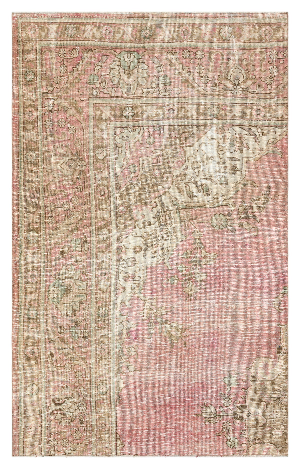 Beige Over Dyed Vintage XLarge Rug 4&#39;0&#39;&#39; x 6&#39;7&#39;&#39; ft 123 x 200 cm