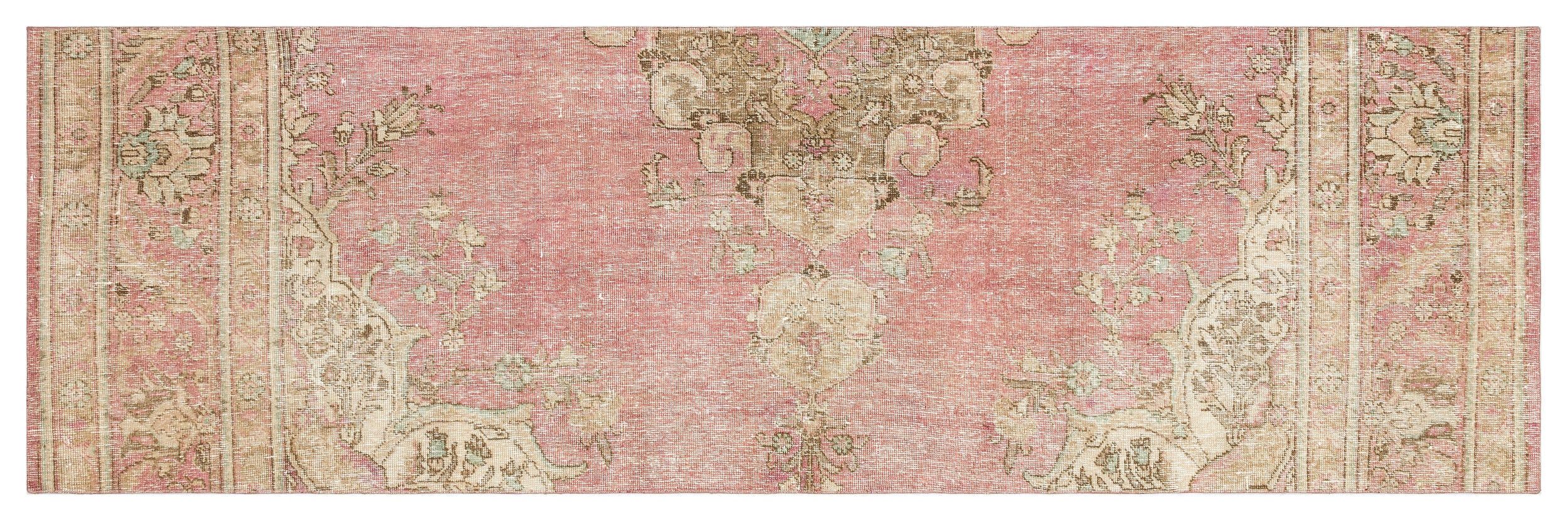 Beige Over Dyed Vintage XLarge Rug 3'1'' x 9'7'' ft 93 x 293 cm