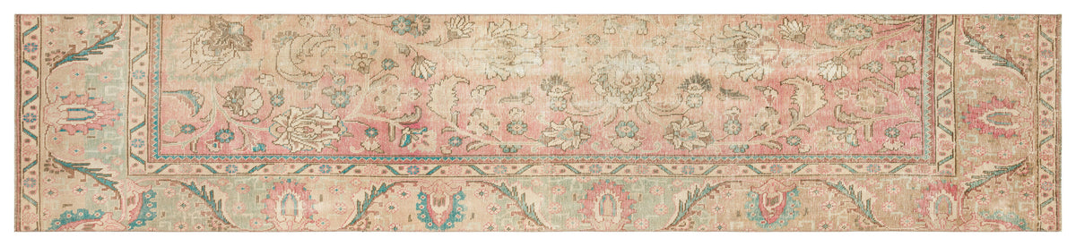 Beige Over Dyed Hand Knotted Vintage XL Runner 2&#39;7&#39;&#39; x 12&#39;4&#39;&#39; ft 80 x 376 cm