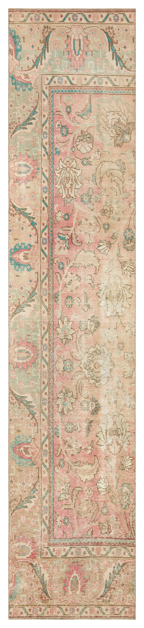 Beige Over Dyed Hand Knotted Vintage XL Runner 2'7'' x 12'4'' ft 80 x 376 cm